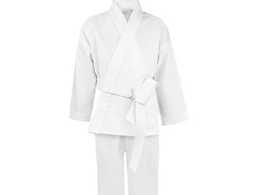 Professional judo gi with thick woven fabric and reinforced shoulders